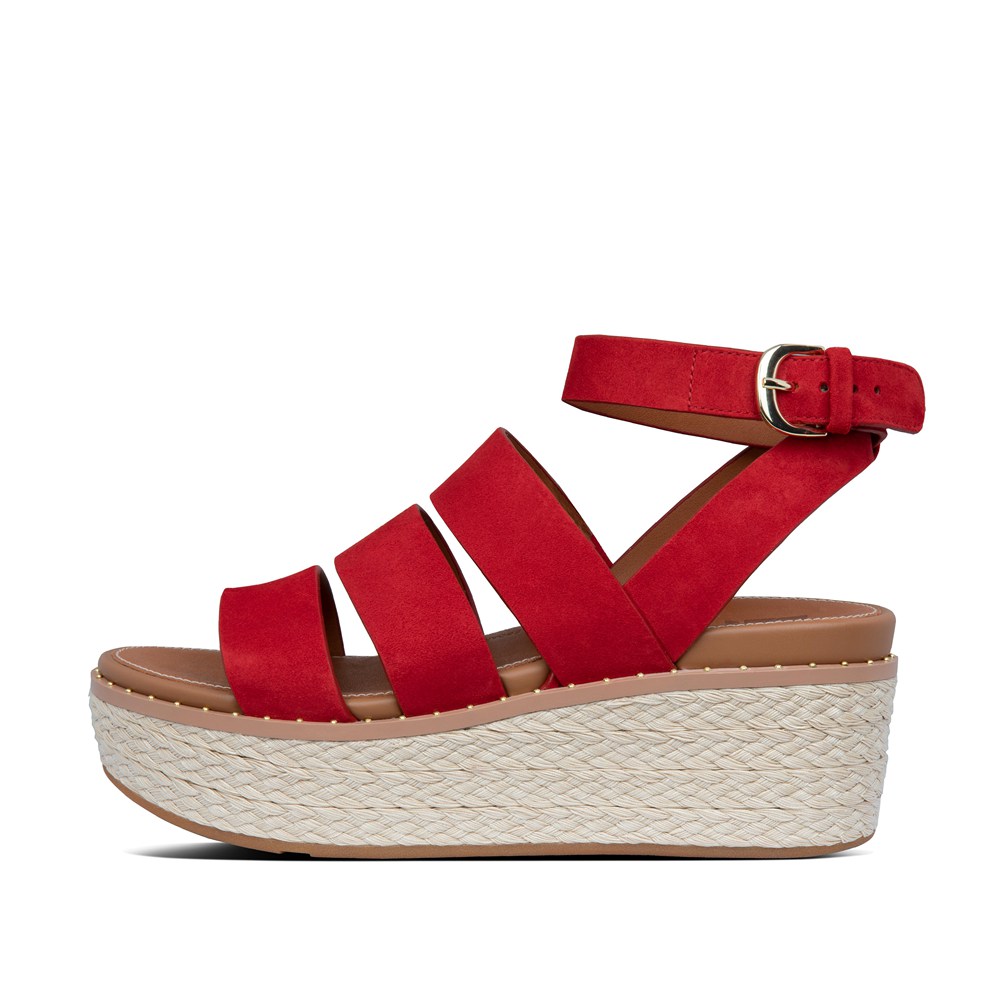Fitflop Womens Wedge - Eloise Espadrille Sandals - Red - 417-HJVFUZ